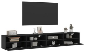 Móveis parede p/ TV 2 pcs 100x30x30 cm derivados madeira preto