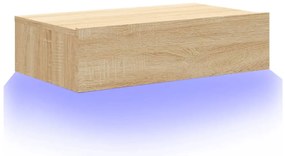 Móvel de TV com luzes LED 60x35x15,5 cm carvalho sonoma