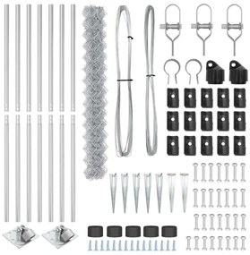 Conjunto de Postes de Cerca Prateado 10 x 1.5 m Aço Galvanizado
