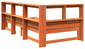 Cama c/ estante sem colchão 100x200cm pinho maciço castanho-mel