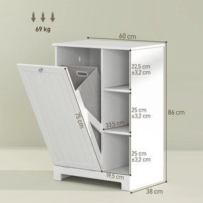 Móvel Casa de Banho com Cesto para Roupa Móvel Auxiliar Casa de Banho