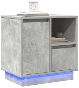 Mesas de cabeceira com LED 2 pcs betão cinza 50x34.5x50 cm