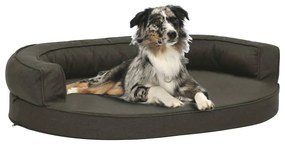 171290 vidaXL Cama p/ cães ergonómica 75x53cm aspeto linho cinzento-escuro