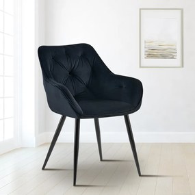 Cadeira de sala de jantar Cassis com estofo em veludo 81 x 56 x 58 cm Preto