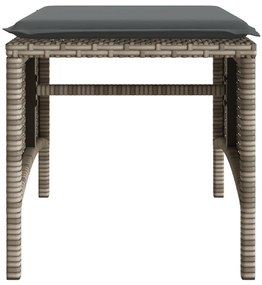 Sofá de jardim de 2 lugares com mesa e bancos vime PE cinzento