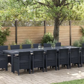 Conjunto de Jantar Jardim vidaXL 15 Peças com Almofadas Antracite Vime PE