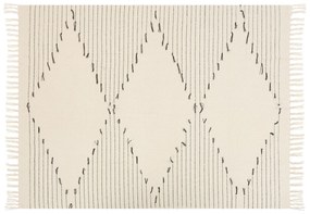 Manta decorativa em algodão creme claro e preto 130 x 170 cm ULUYOL Beliani