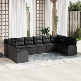 Conjunto de Sofá de Jardim vidaXL de 10 Peças com Almofadas em Polirat
