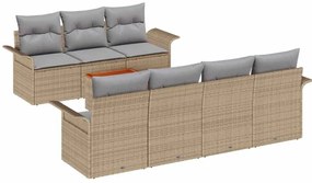 Conjunto de Sofá de Jardim de 8 Peças com Almofadas em Rattan Poliéste