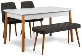 Conjunto de Mesa e Cadeiras Costa – Pinheiro Atlântico/Branco/Antracit