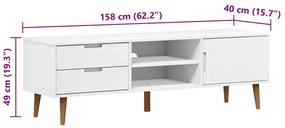 Móvel de TV MOLDE 158x40x49 cm pinho maciço branco