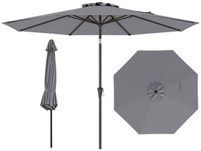Guarda-sol Ø303 cm com manivela, dobrável em ambos os lados 25°, guarda-sol cinzento