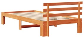 Estrutura de Cama de Madeira de Pinho Castanho Encerado