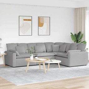 vidaXL Sofá modular com almofadas tecido cinzento nublado