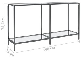 Consola de Entrada Arianna - Vidro Temperado Transparente - 140x35x75,
