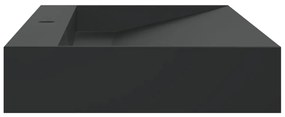 Lavatório 120x46x11 cm mineral/mármore fundido mate preto