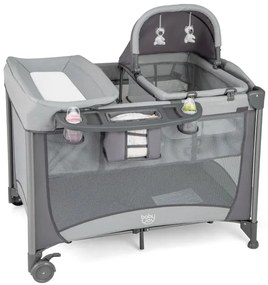 Berço lado a lado com ajuste de altura de 7 níveis para recém-nascidos, berço co-dorminhoco para bebês com cesto de armazenamento cinza