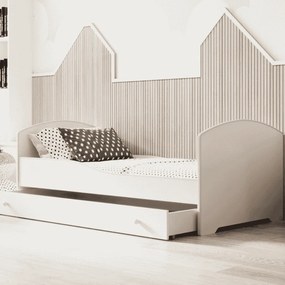 Cama individual Luk 140x70 com gaveta branca - colchão e estrado incluído