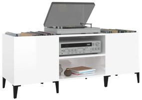 Armário p/ discos 121x38x48 cm deriv. madeira branco brilhante