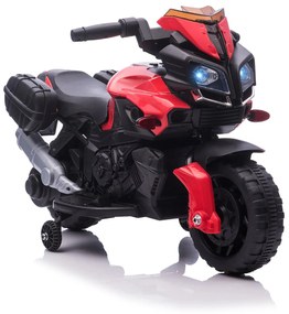 HOMCOM Moto Elétrica para Crianças a partir de 18 Meses 6V com Faróis Buzina 2 Rodas de Equilibrio Velocidade Máx. de 3km/h Motocicleta de Brinquedo 88,5x42,5x49cm Vermelho