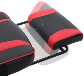 Cadeira Gaming com encosto reclinável e almofada para o apoio de cabeça Preto + vermelho