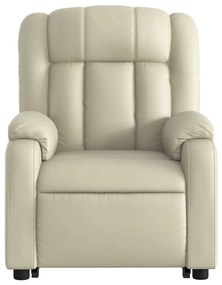Poltrona reclinável de massagens couro artificial cor creme