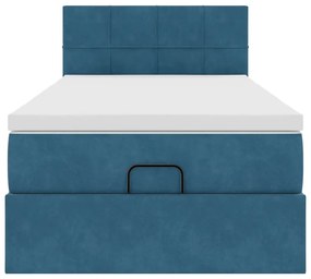 Estrutura de cama otomana com colchão azul escuro Veludo