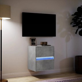 Móvel de parede p/ TV c/ luzes LED 41x31x45 cm cinzento cimento