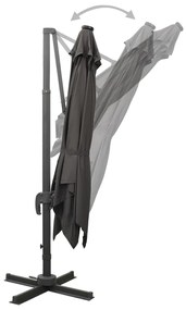 Guarda-sol jardim cantilever c/ poste/luzes LED 300cm antracite