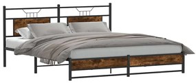 Estrutura de cama sem colchão 183x213cm metal carvalho fumado