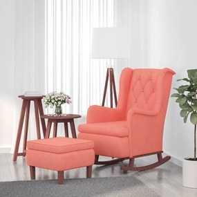 vidaXL Poltrona com pernas de baloiço e banco veludo rosa
