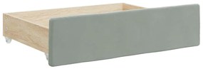 Gavetas de cama 2 pcs derivados de madeira e veludo cinza-claro
