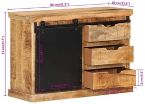 Aparador 80x30x55 cm madeira de mangueira áspera maciça