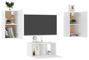 3 pcs conjunto de móveis de TV contraplacado branco