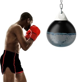 Saco de boxe com água 45cm 50kg Saco de pancadas pesado com corrente de metal ajustável para treino para adultos e crianças preto