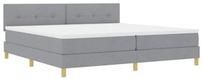 Cama Box com Colchão &amp; LED Cinza-Claro 200x200 cm Tecido