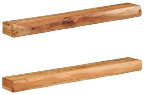 Prateleiras parede 2 pcs 100x17x8 cm madeira de acácia maciça