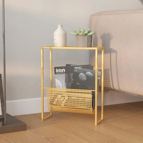 331669 vidaXL Suporte de revistas 35x15x45 cm aço dourado