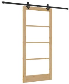 Porta Deslizante vidaXL com Conjunto de Hardware 93x202 cm Madeira Sól