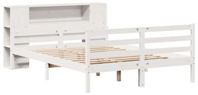 Cama com estante sem colchão 150x200 cm pinho maciço branco