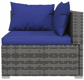 6 pcs conjunto lounge de jardim c/ almofadões vime PE cinzento