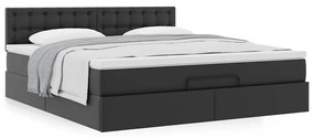 Estrutura de cama otomana com colchão 160x200 cm preta