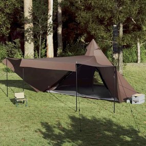 vidaXL Tenda familiar tipi para 8 pessoas impermeável castanho