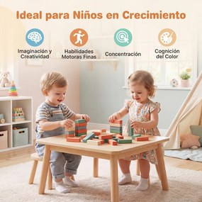 Jogo de Torre de Blocos de Madeira, 15 x 15 x 53 cm, 54 Peças, Multicolor