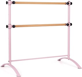 Barra de Ballet Portátil 120 cm  Barra Dupla Independente Altura Ajustável 56/76/96/116 cm Barra de Fitness Adultos e Crianças Rosa