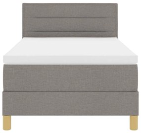 Cama Box Spring com Colchão &amp; LED Taupe 90x200 cm Tecido