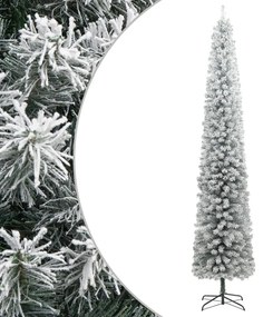 vidaXL Árvore de Natal fina c/ suporte e flocos de neve 270 cm PVC