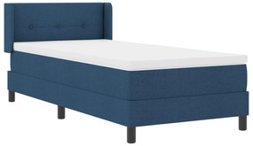 Cama Box Spring vidaXL com Colchão Azul 90x190 cm Tecido, Cabeceira Bo