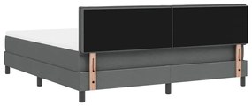 Cama Box Spring com Colchão &amp; LED Cinza Escuro 180x200 cm Tecido