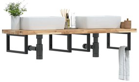 vidaXL Prateleira de parede p/ lavatório aço/madeira de acácia maciça